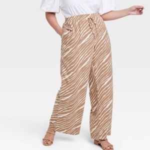 A New Day Linen Pattern Pants- Wide Leg